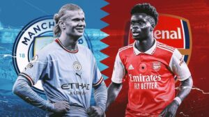 Report and free match highlights as Manchester City and Arsenal share the points; Nathan Ake had best chance of game but David Raya made close-range save; Liverpool hold two-point lead at top of Premier League over Arsenal with nine games to play, City a point and place behind the Gunners